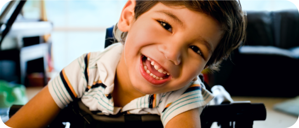 Disabled boy in walker - early intervention in South Carolina